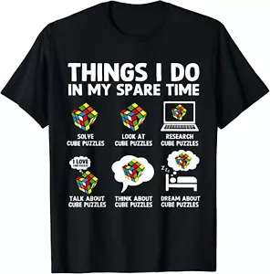 Things I Do In My Spare Time Cube Puzzle Speed Cubing Gift Unisex T-Shirt - Picture 1 of 4