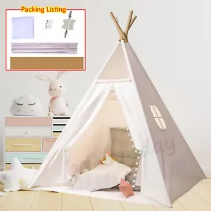Kinderzelt Spielzelt Tipi Zelt für Kinder Spielhaus Polyester Drinnen/Draußen DE - Bild 1 von 13