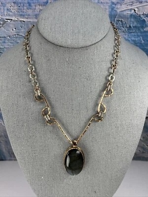 Collar colgante de labradorita gris plata de ley y cobre Foto 1 de 4