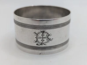 Antique English Sterling Silver Napkin Ring "BJ" or "JB" initials, dated 1915 - Picture 1 of 4