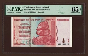 Reserve Bank Zimbabwe 20 Billionen Dollar AA 2008 PMG Certified Gem Uncirculated - Bild 1 von 5
