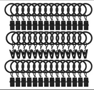 Nuovo! Confezione 42 Anelli Per Tende Con Clip Antiruggine Compatibile Asta 5/8 Pollici, Nero - Foto 1 di 6