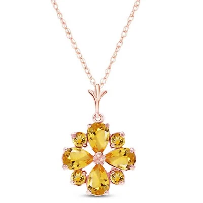 18K. SOLID GOLD NECKLACE WITH NATURAL CITRINES (Rose Gold) - Image 1 of 4
