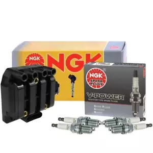 NGK 1 DIS Ignition Coil & 4 V-Power Spark Plugs Kit For VW Beetle GL GLS 2.0 L4 - Picture 1 of 1