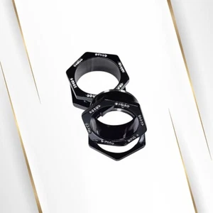 Black Ion Plated Screw Fit Hexagon Tunnels Clear CZ Jewel Ear Plugs Sold as pair - Picture 1 of 12