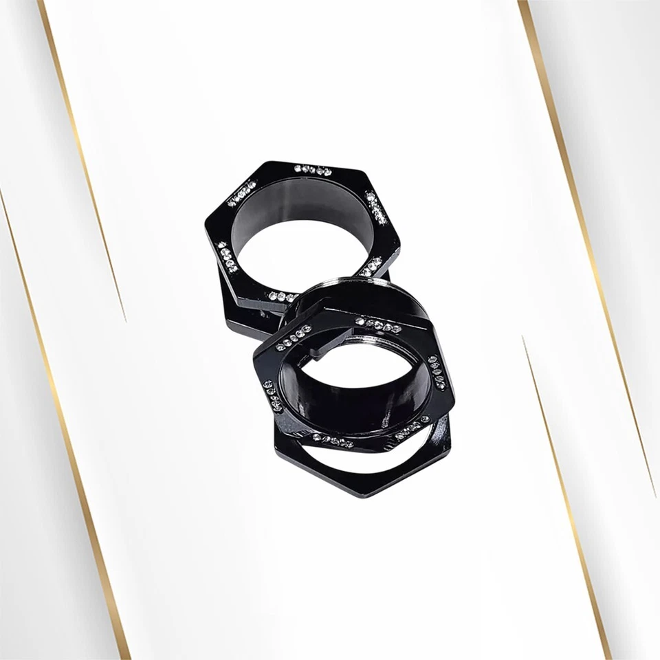 Túneles hexagonales enchapados en iones negros ajuste circonita cúbica transparente joya tapones para los oídos se venden como par Foto 1 de 4
