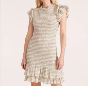 Veronica Beard Cici Mini Dress Size 8 Smocked Ruffle Trim Gingham Short Sleeve - Picture 1 of 12