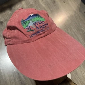 St Vrain Angler Longmont Colorado Long Wide Brim Hat Fly Fishing Red Vintage Cap - Imagen 1 de 7
