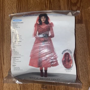 Costume Sposa Dall'Inferno Adulto Beetlejuice Lydia Deetz Vestito Rosso S 6-8 Adulto Piccolo - Foto 1 di 1