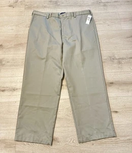 Izod American Chino Pants Men’s 42x30 Tan Flat Front Wrinkle Free Smooth Touch - Picture 1 of 5