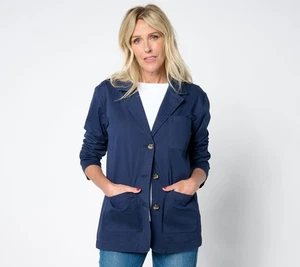 Chaqueta Joan Rivers Classics Collection Signature Twill Chore con Botones Azul Marino S - Imagen 1 de 1
