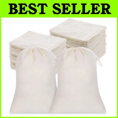 200 Count Muslin Bags - Natural Cotton Drawstring Sachets - Image 1 of 4