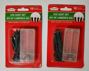 Set of 2 NEW Christmas House 10 LED Clear White Lights Battery Powered Indoor - Picture 1 of 4