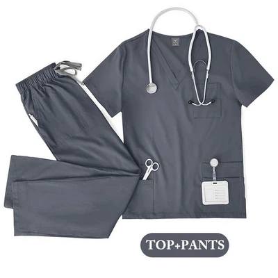 Premium Unisex Medical Scrub Set Soft Breathable Doctor Nurse Uniform Hospital - Image 1 of 4