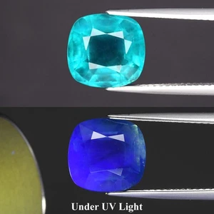 π 6.00ct Cushion Natural Greenish Blue Fluorite - Color Change Under UV Light - Picture 1 of 6