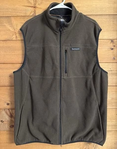 Timberland Men's Deep Brown Full Zip Pockets Fleece Vest Size XL - Picture 1 of 8