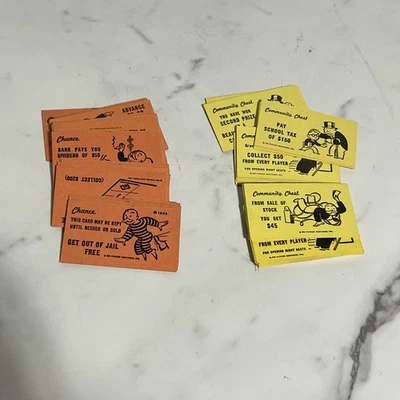 1960s Monopoly Replacement Community Chest and Chance Cards 50+ Original - Image 1 of 4