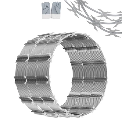 345 FT Silver Razor Wire with Warning Sign - 7 Rolls of Concertina Wire - Image 1 of 4
