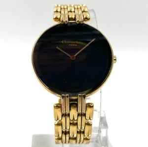 Christian Dior Bagheera D46-154-4 Quarz schwarzes Zifferblatt vergoldet gebraucht läuft kostenloser Versand - Bild 1 von 10