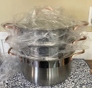 CONCORD Premium Stainless Steel Tier Steamer w/Rose Gold Handles 26cm - Picture 1 of 3