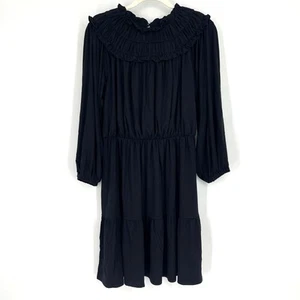 Ann Taylor Rüschen Boho Kleid schwarz Medium Petite Neu mit Etikett Stretch fließend - Bild 1 von 8