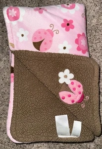 Baby Starters Pink Tan Brown Ladybug Blanket Soft Sherpa Security Lovey 30x40" - Picture 1 of 5