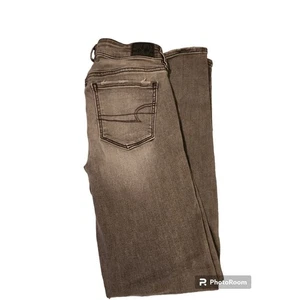 American Eagle Jeggings grau Waschung Distressed Denim Jeans Größe 6 - Bild 1 von 4