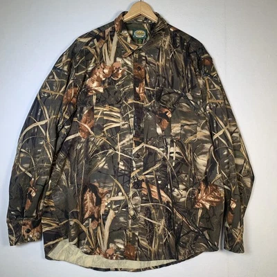 Vintage Cabela’s Flannel Shirt Camouflage Camo Hunting Advantage Mens L  Flaw - Image 1 of 4