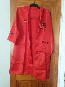 Martial Art Boxing Red Gown With Hood Satin Robe Adults With Fun Logos NEW Smal - Bild 1 von 11