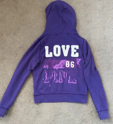 Victoria’s Secret Pink Vintage Purple Graphics Hoodie M - Image 1 of 4
