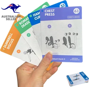 Dumbbell Fitness Workout Cards Part 2 - Instructional Deck with 53 Exercises and - Picture 1 of 12
