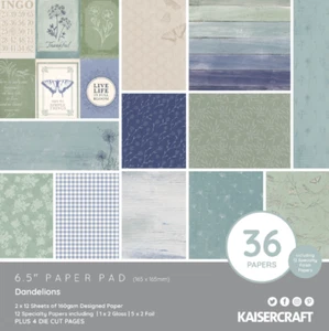KAISERCRAFT Scrapbooking 6.5" Paper Pad - DANDELIONS Blue Flowers 36 Sheets - Bild 1 von 2