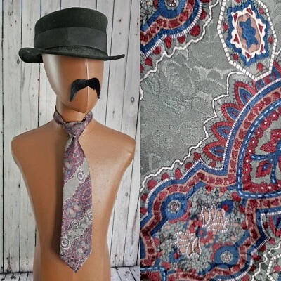 Basic Elements Vintage TIE in  Paisley Pattern Polyester Made in USA AG73 - Image 1 of 4