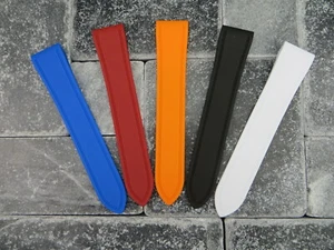 New 20mm PU Rubber Strap CARTIER SANTOS 100 Medium Watch Band Black Red Blue x1 - Picture 1 of 31