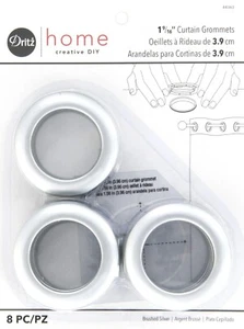 DRITZ -- Curtain Grommets (Brushed Silver) --- (1-9/16" Inner Diameter) -- 8/Pkg - Picture 1 of 5