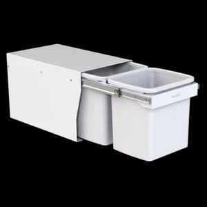 Cubo de residuos Hideway 2 x 15 L, tirón de mango de montaje base, blanco KCF215SCH - Imagen 1 de 5