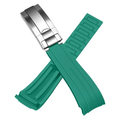 New 20mm 22mm Curved End Silicone Watch Bands Soft Rubber Replacement Strap - Image 1 of 4