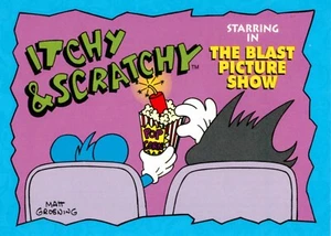 1994 THE SIMPSONS Skybox Card ITCHY & SCRATCHY Flip-O-Matic - Picture 1 of 3