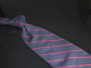 Corbata de seda Daniel Cremieux azul marino rojo a rayas para hombre corbata de lujo Italia ancha - Imagen 1 de 5