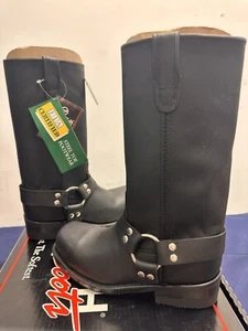 Double-H Black Men’s Leather Motorcycle Biker Boots Size 7 D 2810, NIB,Rare,NOS - Afbeelding 1 van 6