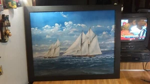 Judy Mastrangelo Framed "Windy Day" Painting on Canvas,signed,31x25,ships,vg! - Picture 1 of 8