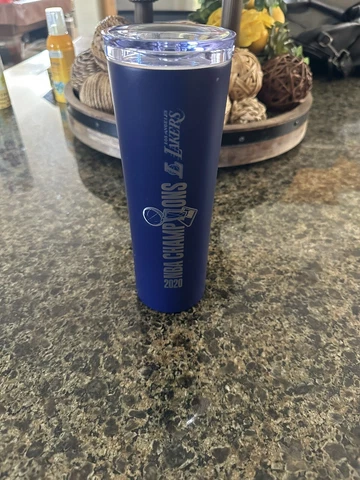 2020 NBA Champions Los Angeles Lakers Blue Tumbler 18oz No Straw Cover