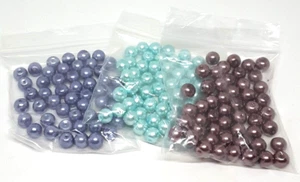 150x Jewellery Making 8mm AQUA/ BRONZE/MID SILVER Round Faux Pearls Beads/bundle - Picture 1 of 12