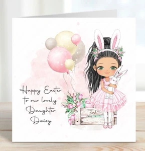 EASTER GREETINGS CARD PERSONALISED EASTER CARD FOR DAUGHTER GRANDDAUGHTER SISTER - Picture 1 of 13