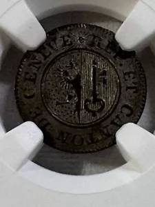 1817 Swiss Canton Geneva 6 Deniers Graded AU 55 by NGC - Picture 1 of 4