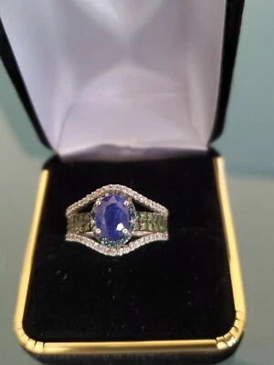 Anillo Tsavorita Circón Zafiro Carol Brodie Rarezas Talla 7 Nuevo sin Etiquetas  Foto 1 de 4