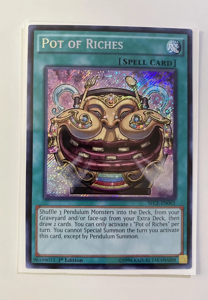 Yugioh SECE-EN063 Pot of Riches Secret 1st NM PENDULUM VERY HARD TO FIND + BONUS - Image 1 of 1