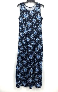 Pinup Fashion Maxi Abito Donna Taglia 14W Blu Stampa Floreale Senza Maniche Tasche Nuovo con etichette - Foto 1 di 11