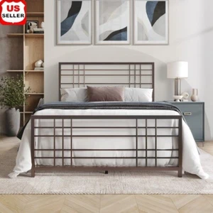 Classic Queen Metal Bed Frame Sturdy Design Wooden Slats Extra Underbed Storage - Picture 1 of 7