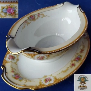 Barco de salsa Noritake China Japón 3706 ALLURE de colección de 1930 con placa base adjunta - Imagen 1 de 12